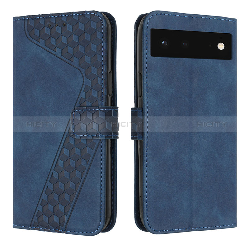 Coque Portefeuille Livre Cuir Etui Clapet H04X pour Google Pixel 6 5G Bleu Plus