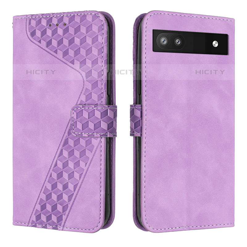 Coque Portefeuille Livre Cuir Etui Clapet H04X pour Google Pixel 6a 5G Violet Plus