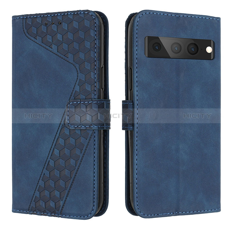 Coque Portefeuille Livre Cuir Etui Clapet H04X pour Google Pixel 7 Pro 5G Bleu Plus