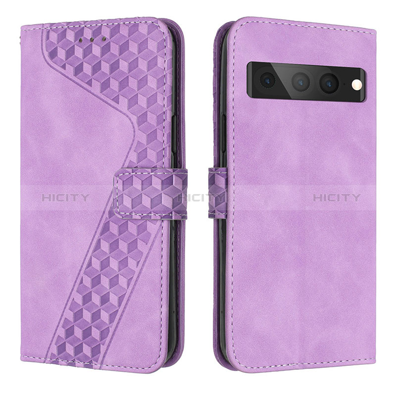 Coque Portefeuille Livre Cuir Etui Clapet H04X pour Google Pixel 7 Pro 5G Violet Plus