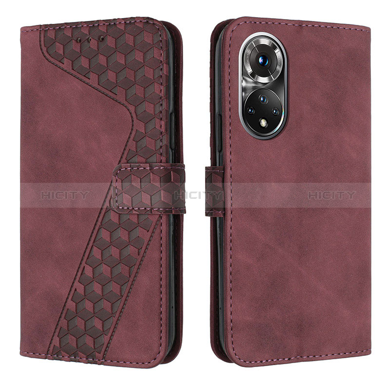 Coque Portefeuille Livre Cuir Etui Clapet H04X pour Huawei Honor 50 5G Rouge Plus