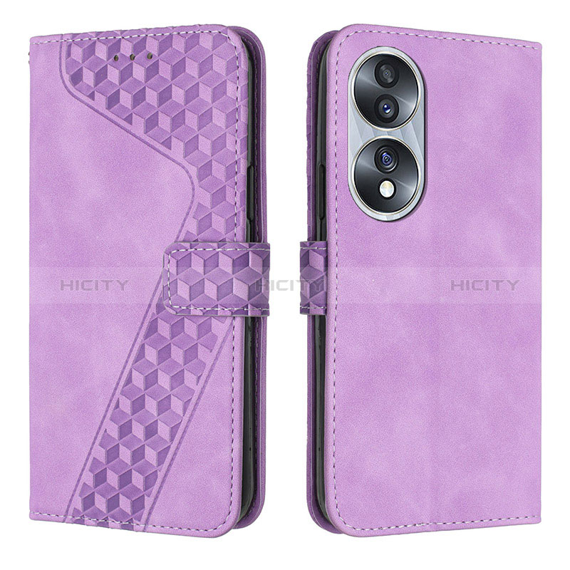 Coque Portefeuille Livre Cuir Etui Clapet H04X pour Huawei Honor 70 5G Violet Plus