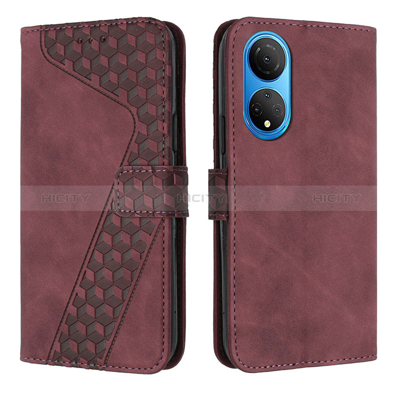 Coque Portefeuille Livre Cuir Etui Clapet H04X pour Huawei Honor X7 Rouge Plus