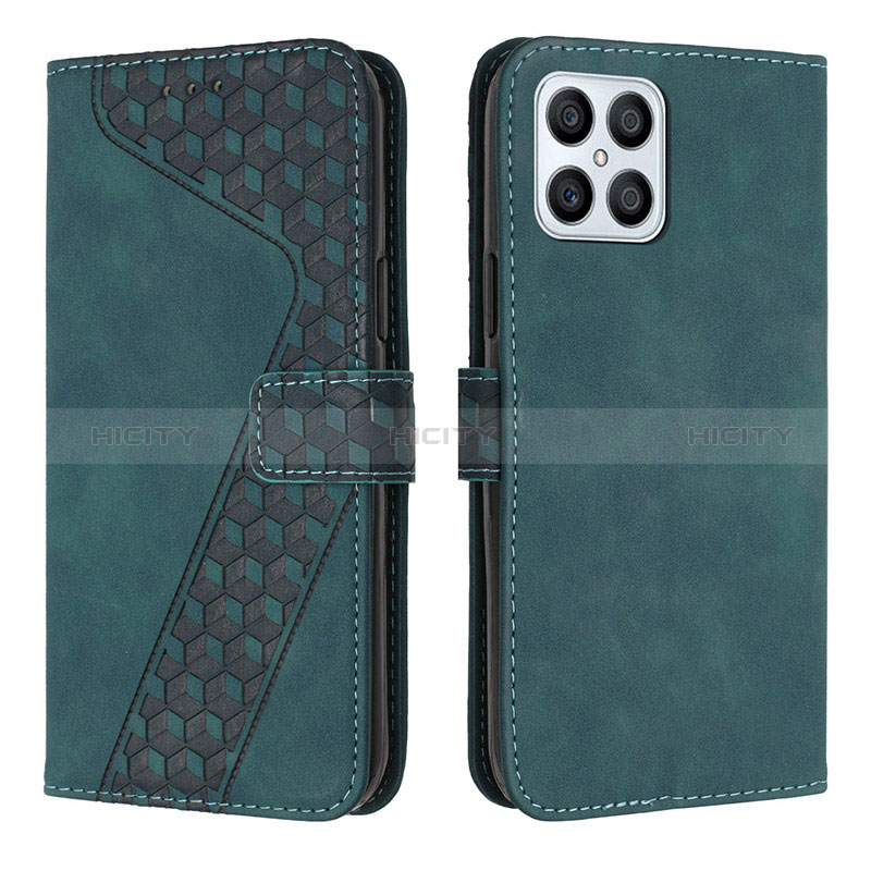 Coque Portefeuille Livre Cuir Etui Clapet H04X pour Huawei Honor X8 4G Vert Plus