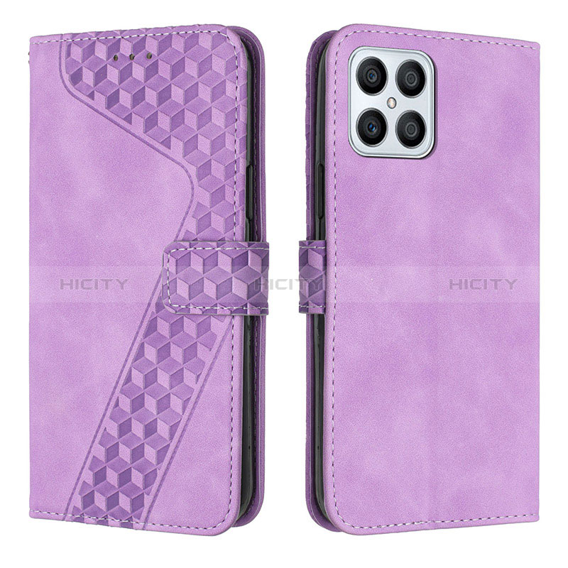 Coque Portefeuille Livre Cuir Etui Clapet H04X pour Huawei Honor X8 4G Violet Plus