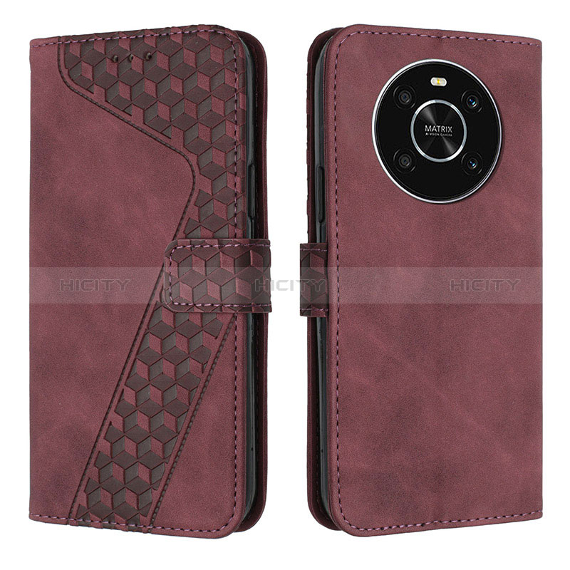 Coque Portefeuille Livre Cuir Etui Clapet H04X pour Huawei Honor X9 4G Rouge Plus