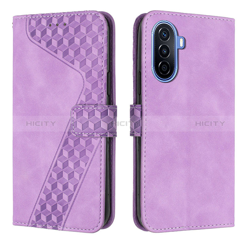 Coque Portefeuille Livre Cuir Etui Clapet H04X pour Huawei Nova Y70 Plus Violet Plus