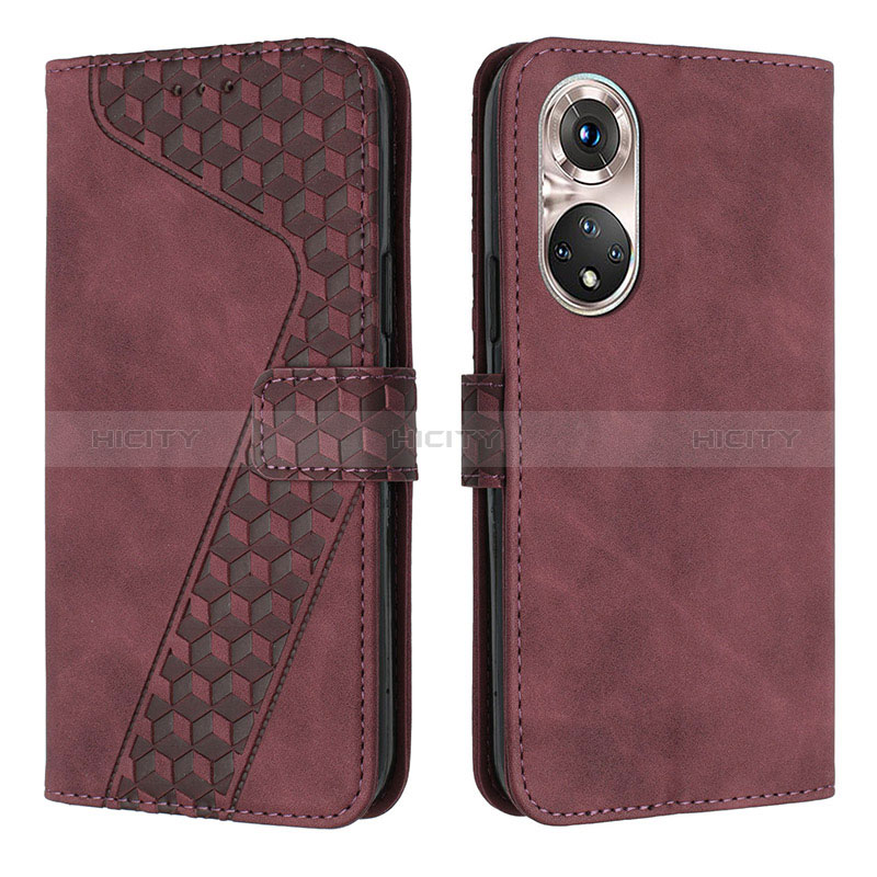 Coque Portefeuille Livre Cuir Etui Clapet H04X pour Huawei P50 Pro Rouge Plus