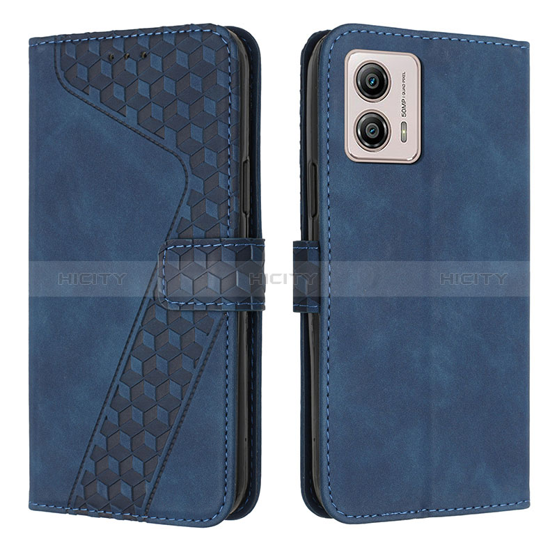 Coque Portefeuille Livre Cuir Etui Clapet H04X pour Motorola Moto G53j 5G Bleu Plus