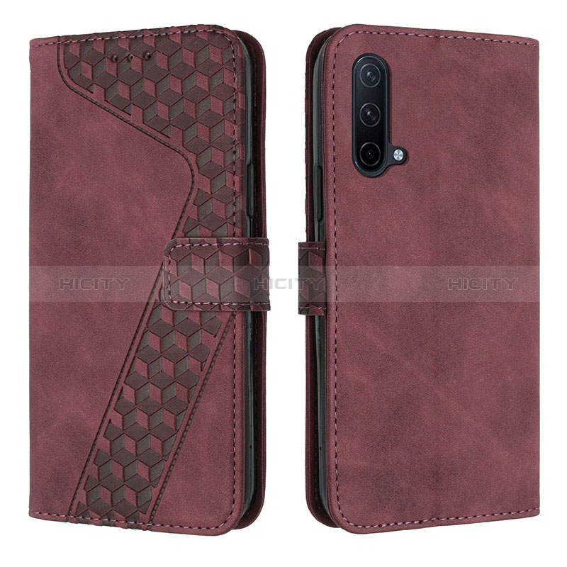 Coque Portefeuille Livre Cuir Etui Clapet H04X pour OnePlus Nord CE 5G Rouge Plus