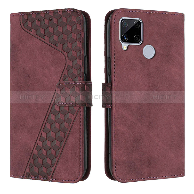 Coque Portefeuille Livre Cuir Etui Clapet H04X pour Realme C12 Rouge Plus