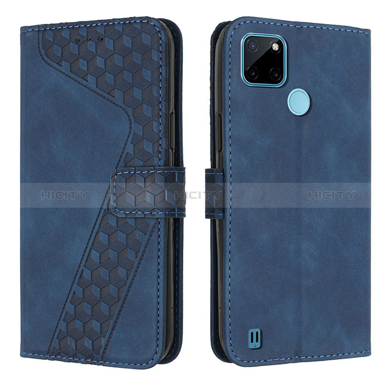 Coque Portefeuille Livre Cuir Etui Clapet H04X pour Realme C25Y Bleu Plus