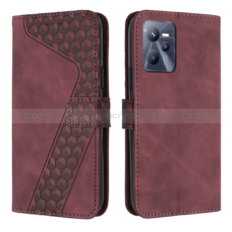 Coque Portefeuille Livre Cuir Etui Clapet H04X pour Realme C35 Rouge Plus