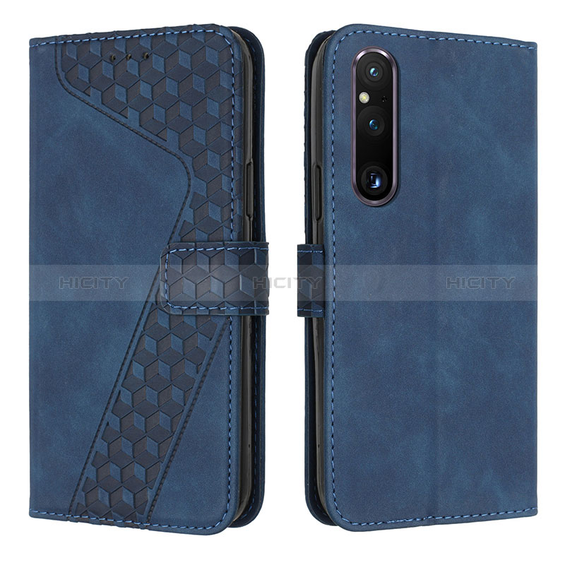 Coque Portefeuille Livre Cuir Etui Clapet H04X pour Sony Xperia 1 V Bleu Plus