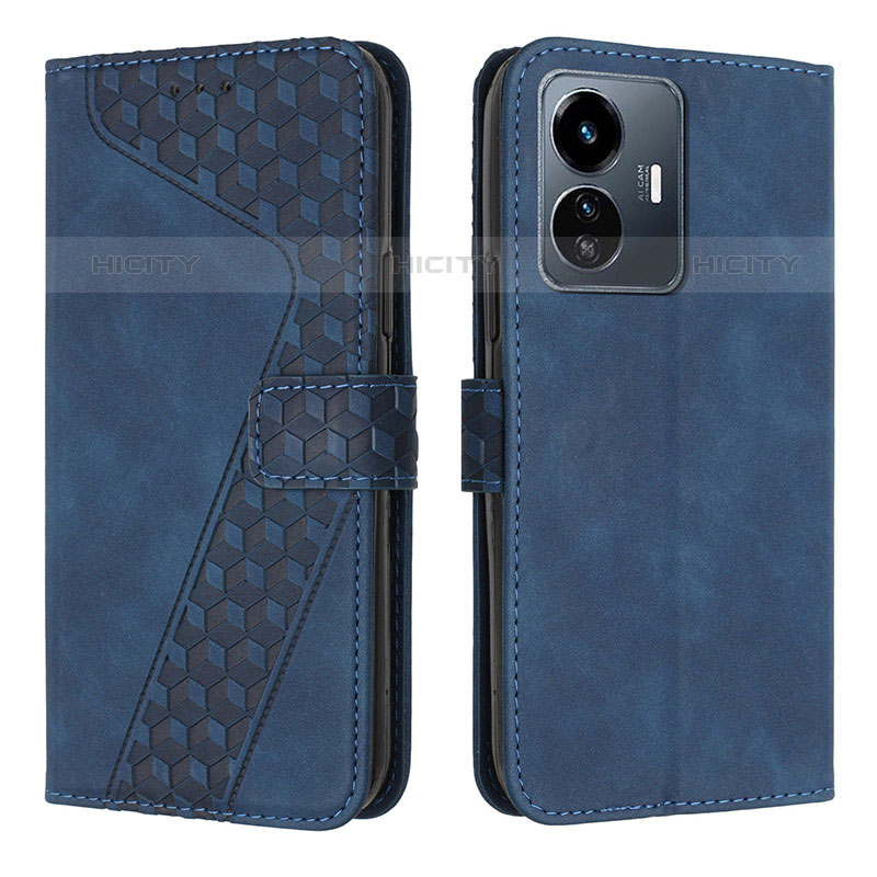 Coque Portefeuille Livre Cuir Etui Clapet H04X pour Vivo iQOO Z6 Lite 5G Bleu Plus