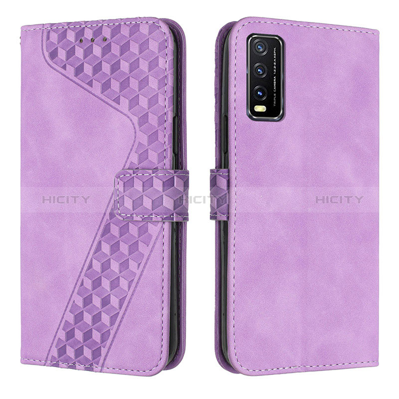 Coque Portefeuille Livre Cuir Etui Clapet H04X pour Vivo Y20 Violet Plus