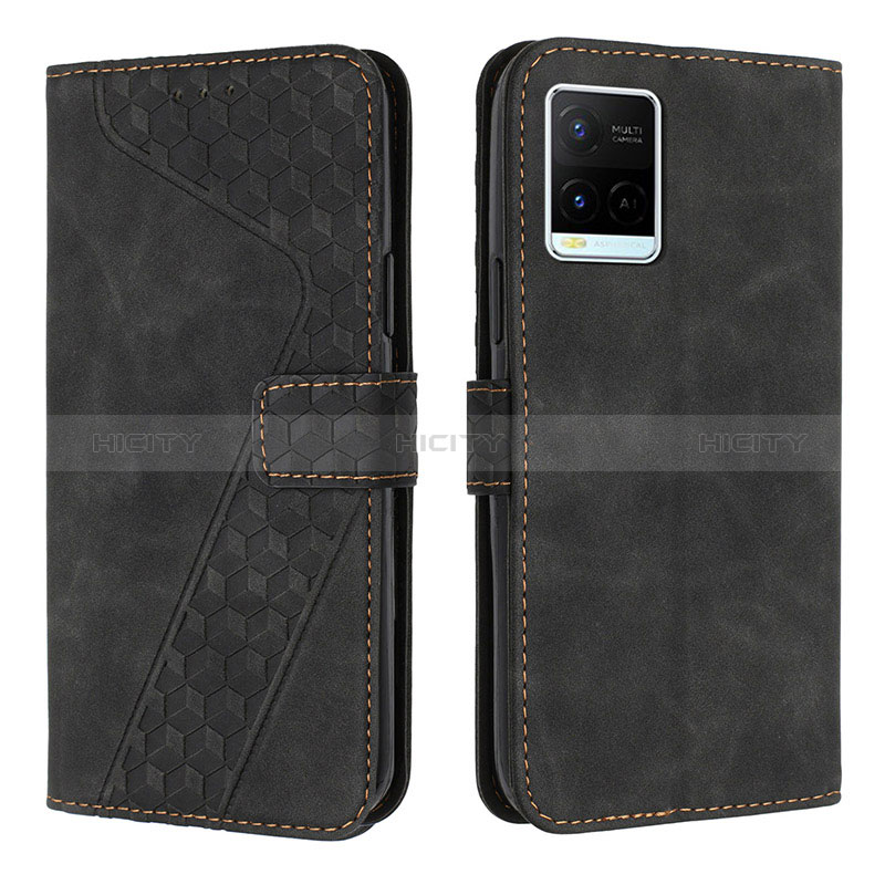 Coque Portefeuille Livre Cuir Etui Clapet H04X pour Vivo Y21 Noir Plus