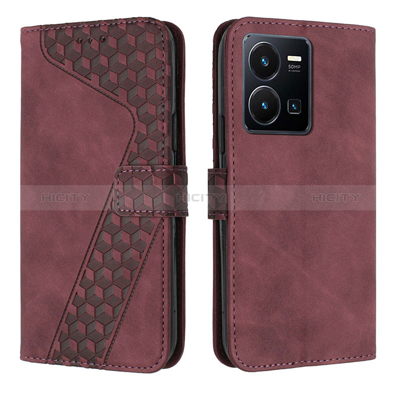 Coque Portefeuille Livre Cuir Etui Clapet H04X pour Vivo Y35 4G Bleu Plus