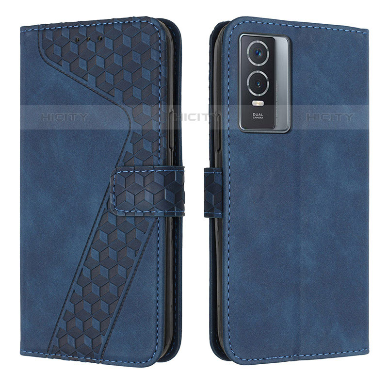 Coque Portefeuille Livre Cuir Etui Clapet H04X pour Vivo Y74s 5G Bleu Plus