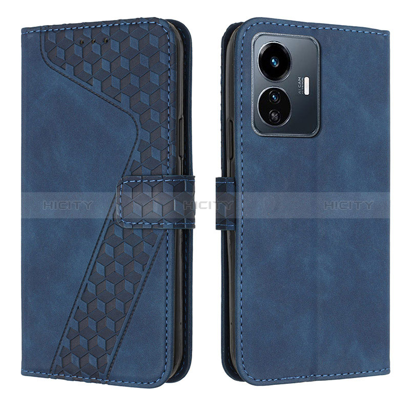 Coque Portefeuille Livre Cuir Etui Clapet H04X pour Vivo Y77 5G Bleu Plus