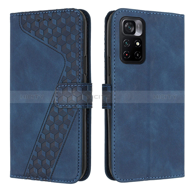 Coque Portefeuille Livre Cuir Etui Clapet H04X pour Xiaomi Poco M4 Pro 5G Bleu Plus