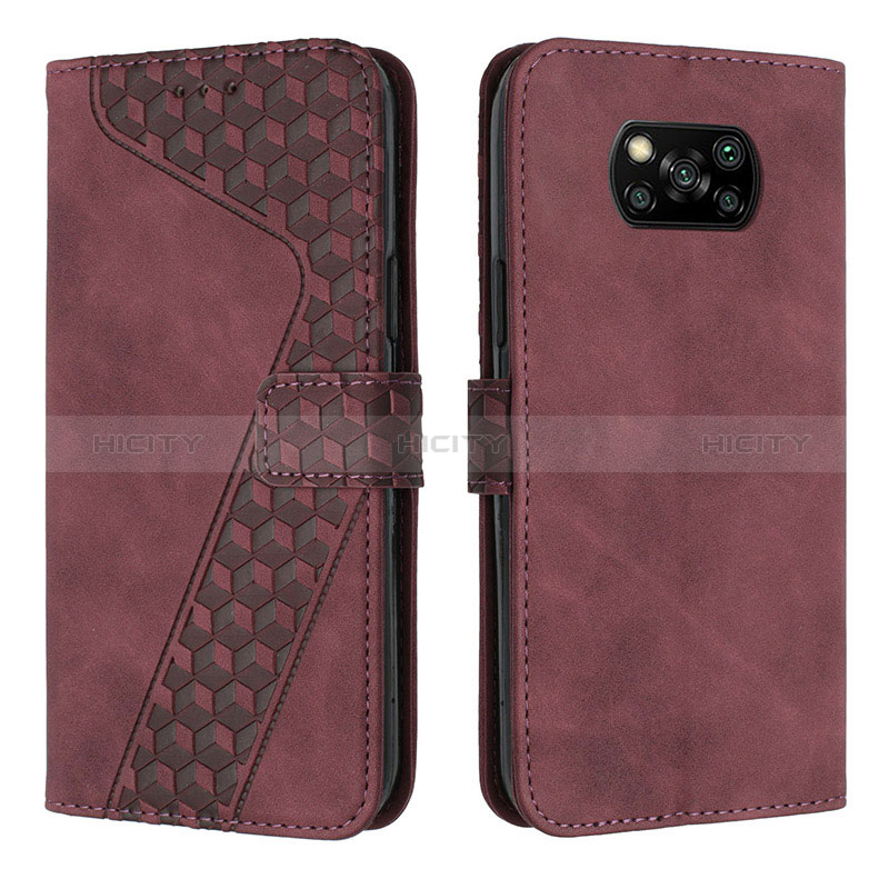 Coque Portefeuille Livre Cuir Etui Clapet H04X pour Xiaomi Poco X3 NFC Vin Rouge Plus