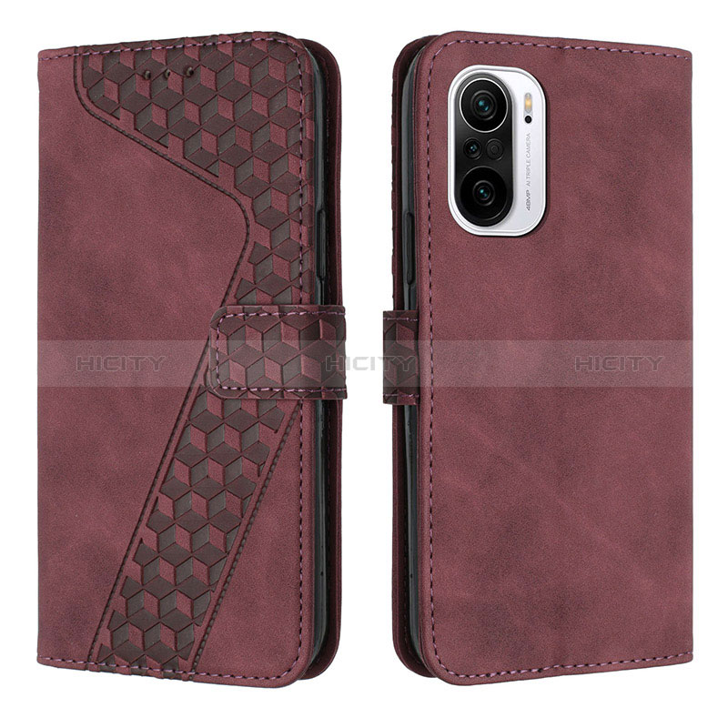 Coque Portefeuille Livre Cuir Etui Clapet H04X pour Xiaomi Redmi K40 5G Vin Rouge Plus