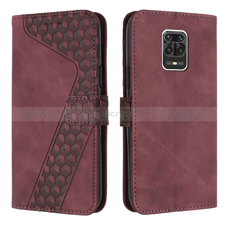 Coque Portefeuille Livre Cuir Etui Clapet H04X pour Xiaomi Redmi Note 9 Pro Max Vin Rouge Plus