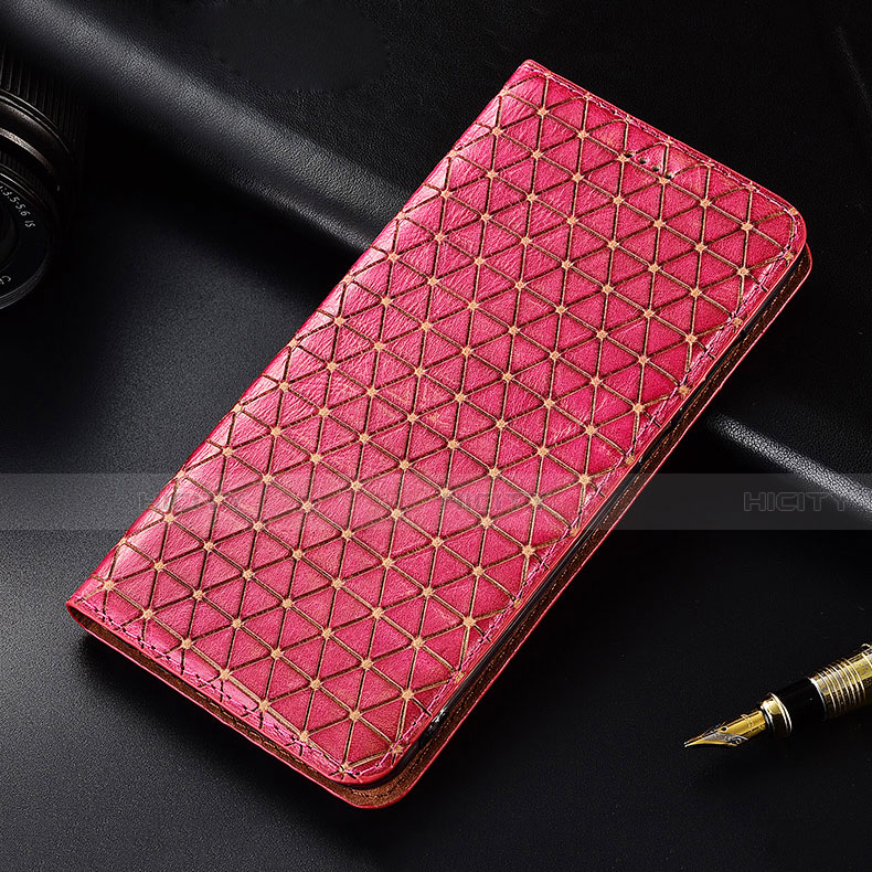 Coque Portefeuille Livre Cuir Etui Clapet H05 pour Apple iPhone 15 Plus Rose Rouge Plus