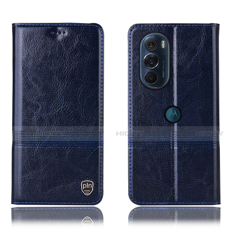 Coque Portefeuille Livre Cuir Etui Clapet H05P pour Motorola Moto Edge 30 Pro 5G Bleu Plus