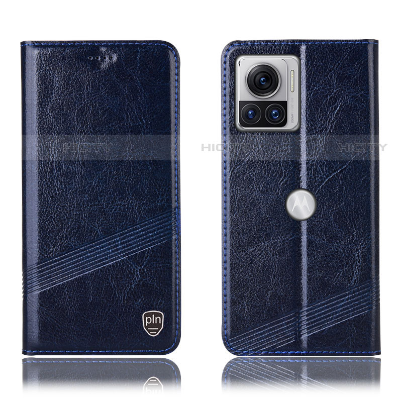 Coque Portefeuille Livre Cuir Etui Clapet H05P pour Motorola Moto Edge 30 Ultra 5G Bleu Plus