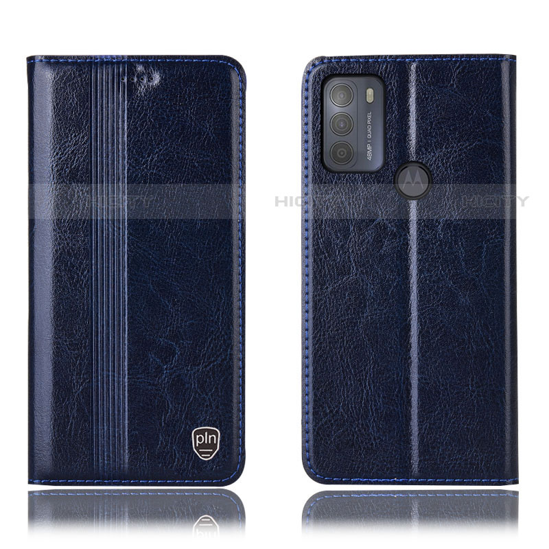 Coque Portefeuille Livre Cuir Etui Clapet H05P pour Motorola Moto G50 Bleu Plus