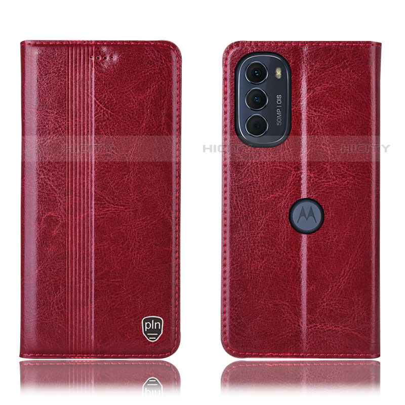 Coque Portefeuille Livre Cuir Etui Clapet H05P pour Motorola Moto G82 5G Rouge Plus