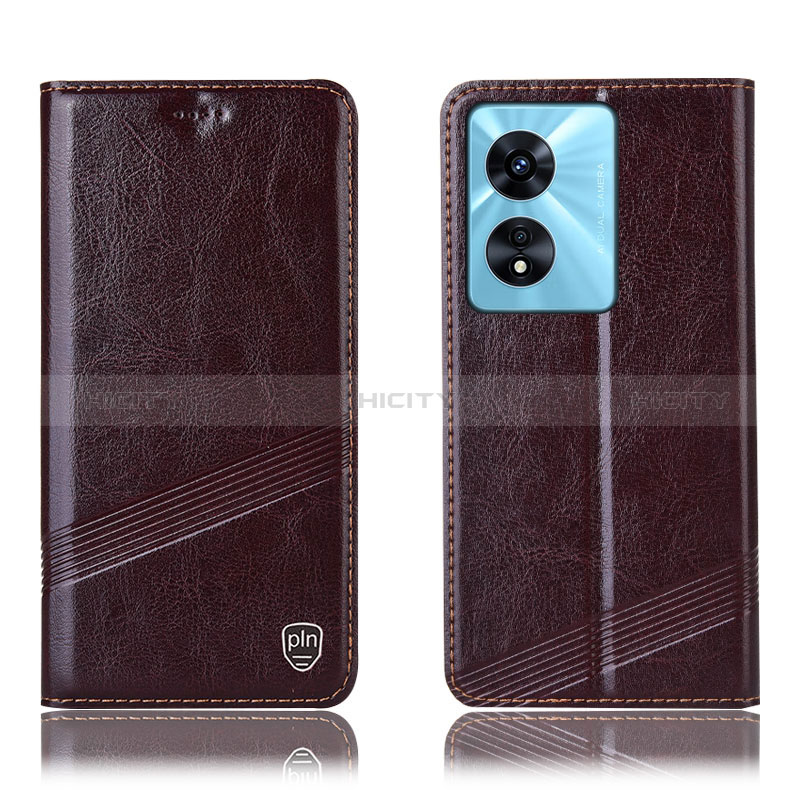 Coque Portefeuille Livre Cuir Etui Clapet H05P pour Oppo A18 Marron Plus