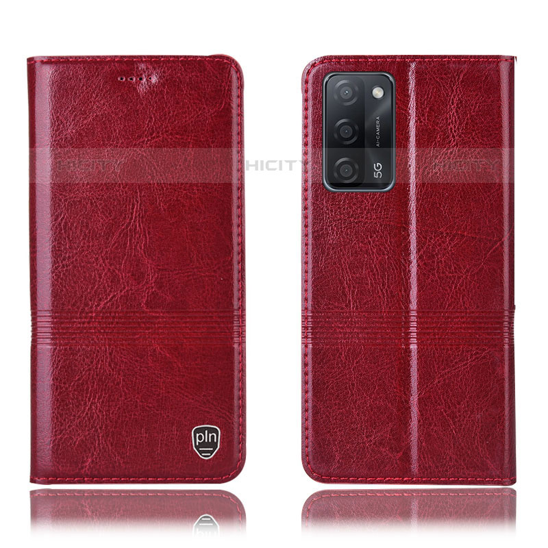 Coque Portefeuille Livre Cuir Etui Clapet H05P pour Oppo A55 5G Rouge Plus