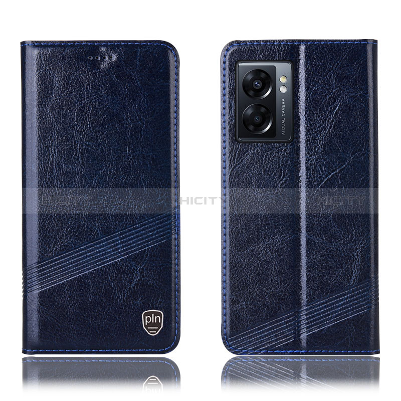 Coque Portefeuille Livre Cuir Etui Clapet H05P pour Oppo A57 5G Bleu Plus