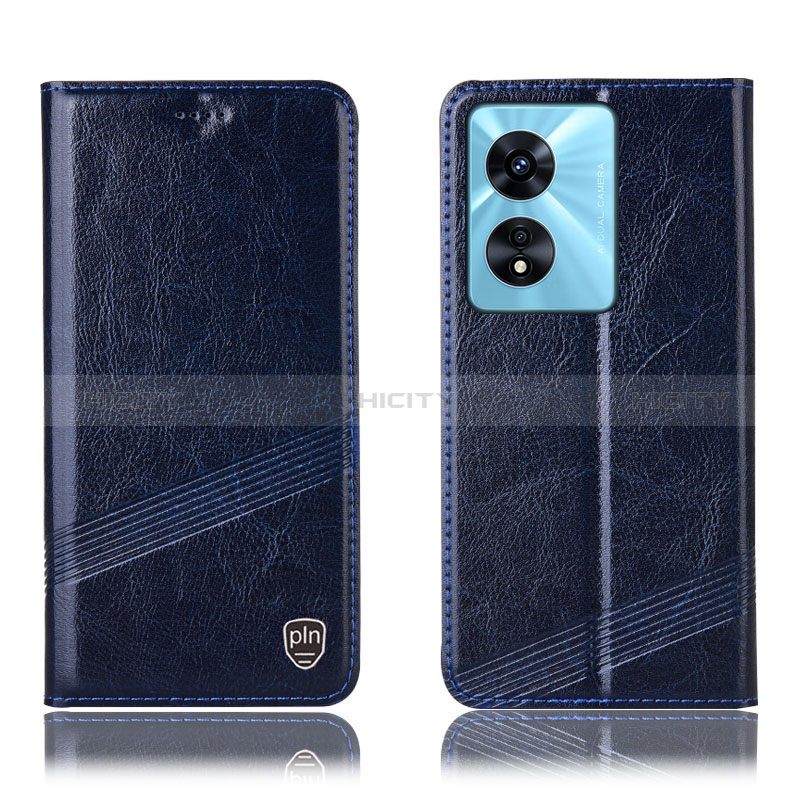 Coque Portefeuille Livre Cuir Etui Clapet H05P pour Oppo A58 4G Bleu Plus