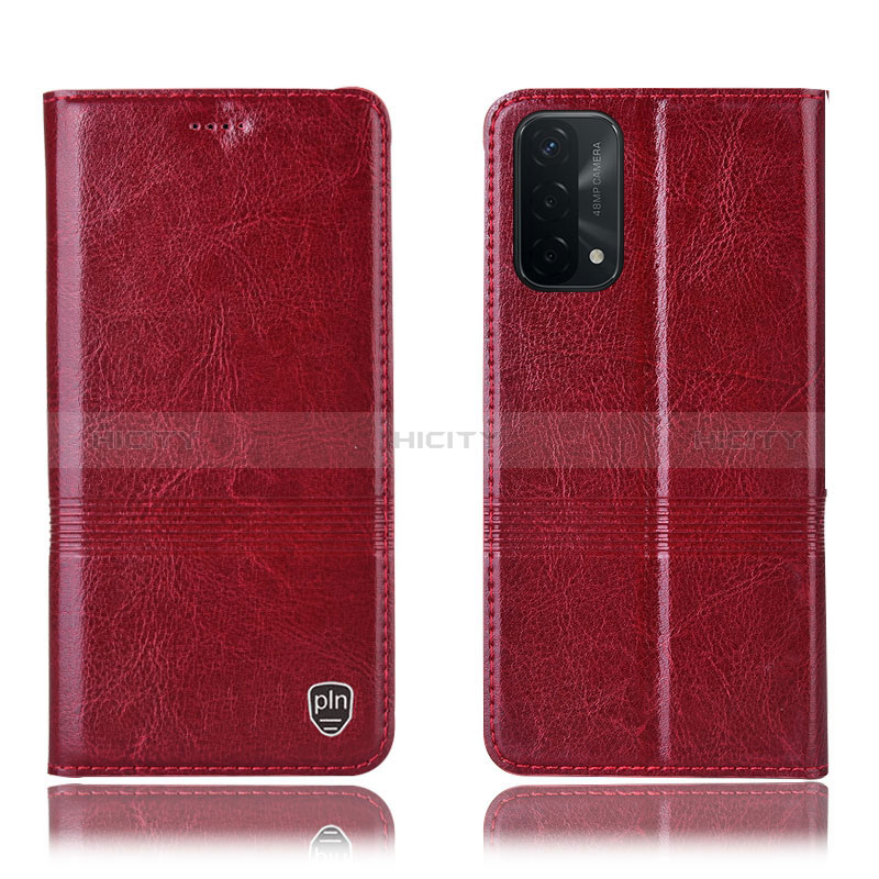 Coque Portefeuille Livre Cuir Etui Clapet H05P pour Oppo A74 5G Rouge Plus