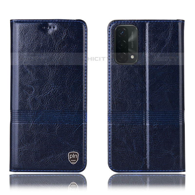 Coque Portefeuille Livre Cuir Etui Clapet H05P pour Oppo A93 5G Bleu Plus