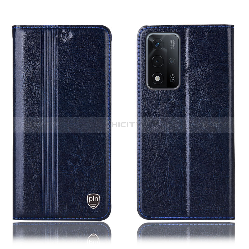 Coque Portefeuille Livre Cuir Etui Clapet H05P pour Oppo A93s 5G Bleu Plus