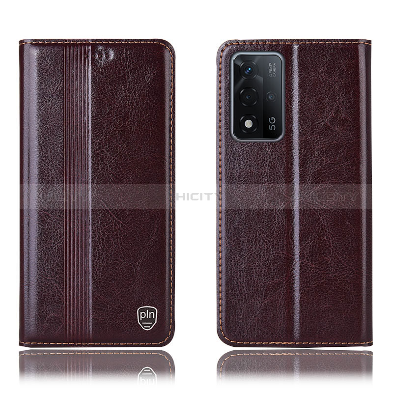 Coque Portefeuille Livre Cuir Etui Clapet H05P pour Oppo A93s 5G Marron Plus