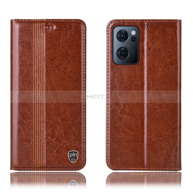 Coque Portefeuille Livre Cuir Etui Clapet H05P pour Oppo Find X5 Lite 5G Brun Clair Plus