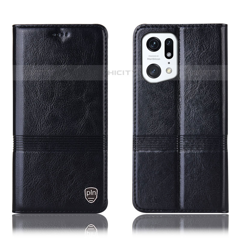 Coque Portefeuille Livre Cuir Etui Clapet H05P pour Oppo Find X5 Pro 5G Noir Plus