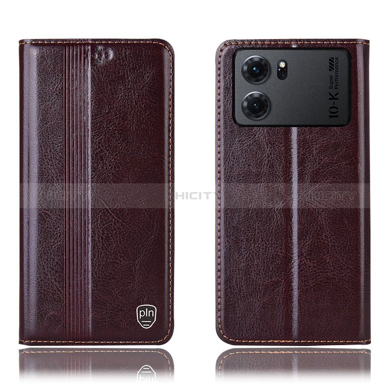 Coque Portefeuille Livre Cuir Etui Clapet H05P pour Oppo K10 5G Marron Plus