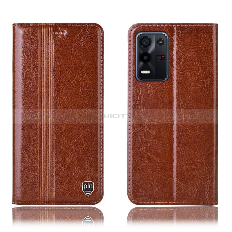 Coque Portefeuille Livre Cuir Etui Clapet H05P pour Oppo K9X 5G Brun Clair Plus