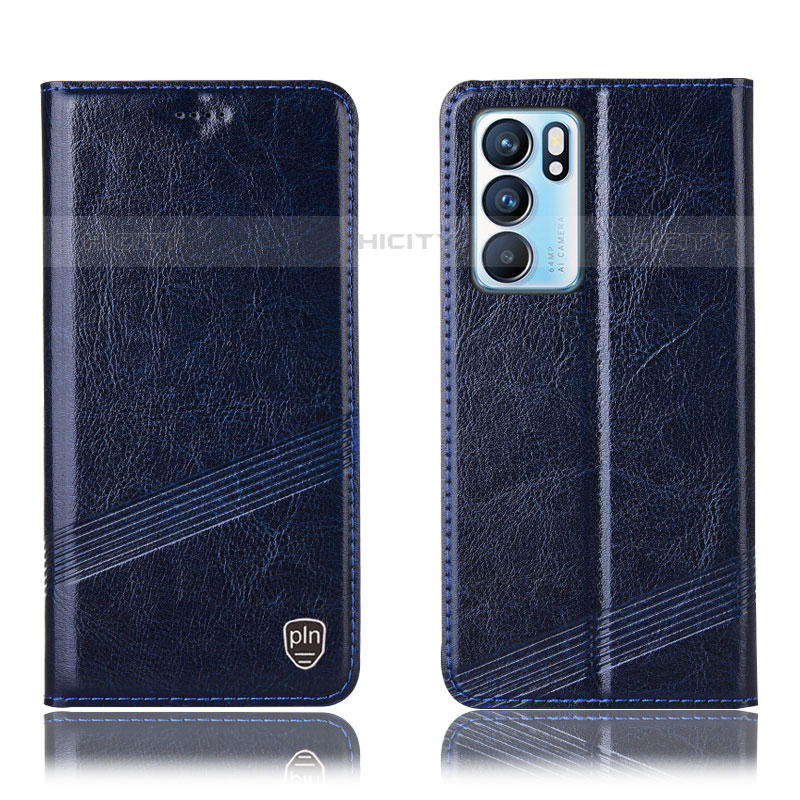 Coque Portefeuille Livre Cuir Etui Clapet H05P pour Oppo Reno6 5G Bleu Plus