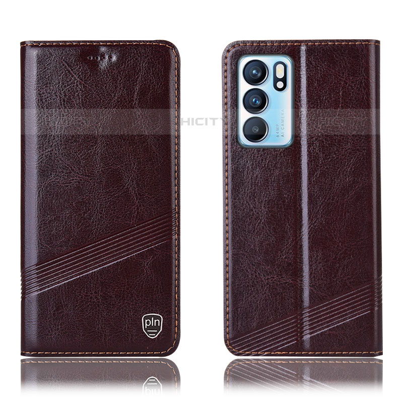 Coque Portefeuille Livre Cuir Etui Clapet H05P pour Oppo Reno6 5G Marron Plus