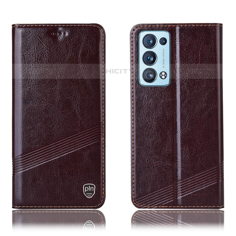 Coque Portefeuille Livre Cuir Etui Clapet H05P pour Oppo Reno6 Pro 5G Marron Plus