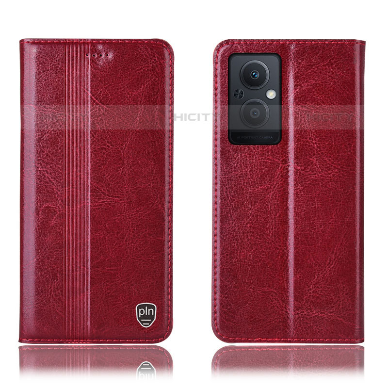 Coque Portefeuille Livre Cuir Etui Clapet H05P pour Oppo Reno7 Lite 5G Rouge Plus