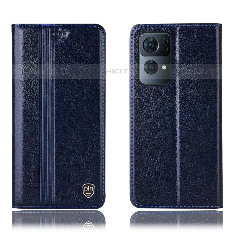 Coque Portefeuille Livre Cuir Etui Clapet H05P pour Oppo Reno7 Pro 5G Bleu Plus